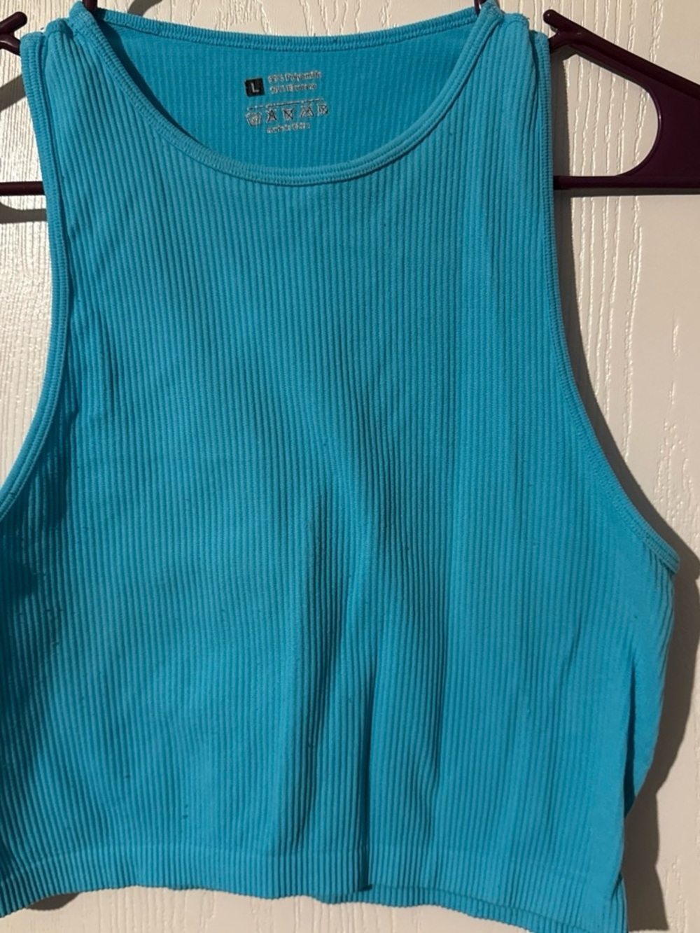 ribbed sleeveless crop tank top - Turquoise